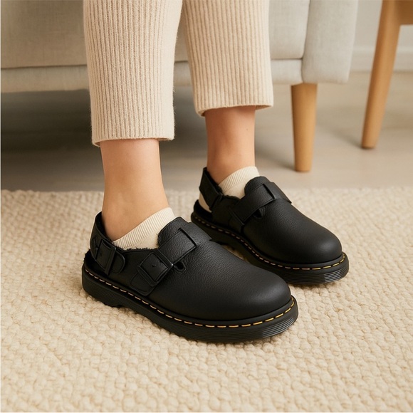 Dr. Martens Shoes - Dr. Martens Docs Jorge II Ambassador Black Faux Fur Lined Slingback Mules US 9